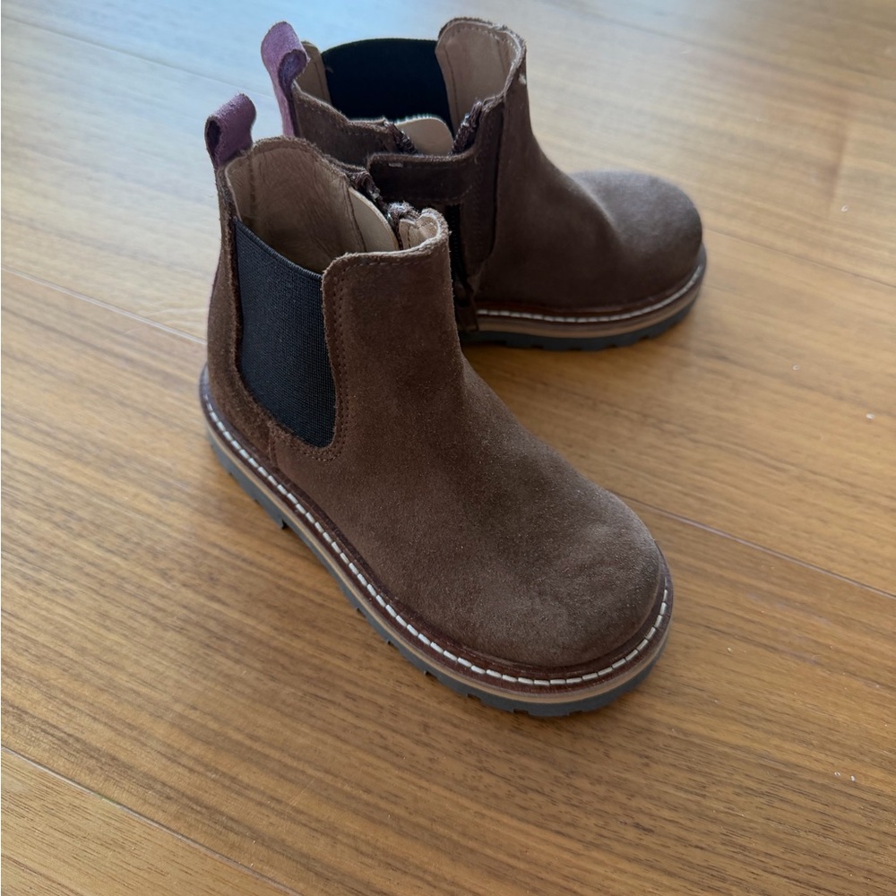 French Classic Brown Kids Boots with Elastic Panels